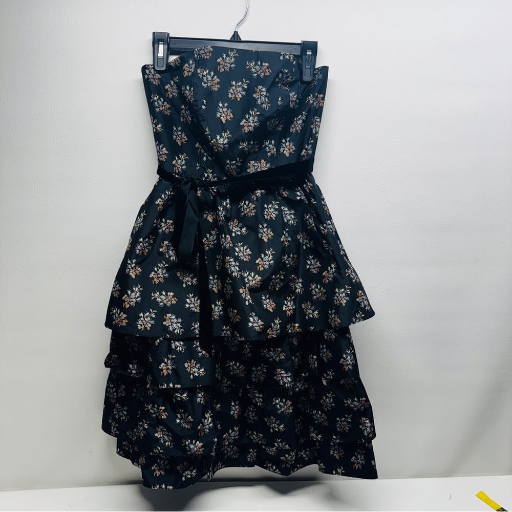 REBECCA TAYLOR Floral Black Strapless Dress SIZE 4 nwt